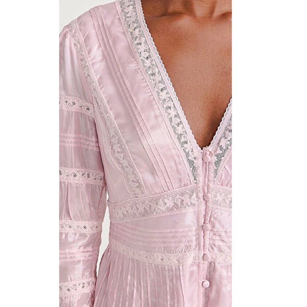 LoveShackFancy Ellitia Victorian Lace Buttoned Maxi Dress in Light Lilac 2  $695 - Picture 6 of 16